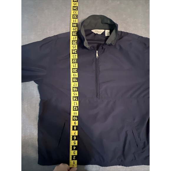 LL Bean Airy Anorak Windbreaker Men's L Navy Blue 1/2 Zip Pullover Preppy - Picture 9 of 11